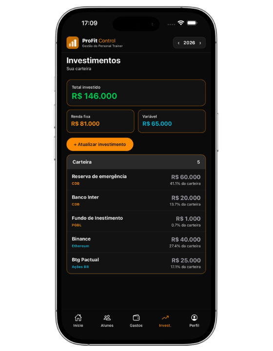 Investimentos ProFit Control — carteira R$146.000